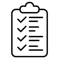 Digital icon illustration of a clipboard with a checklist on it