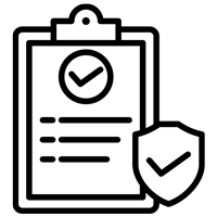 Line drawing of a checklist on a clipboard