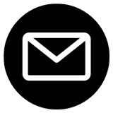 Graphic icon of an envelope inside a dark circle