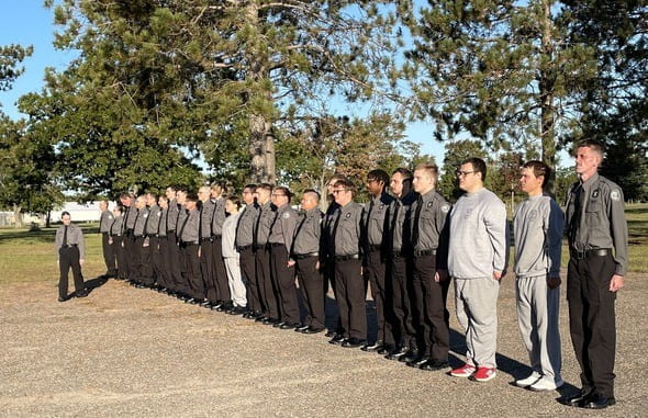 New Academy Students of the John Davis Class in the Upper Peninsula Stand at Attention