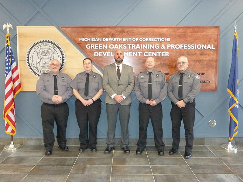 All five finalists for the 2025 Michigan Department of Corrections Officer of the Year lined up