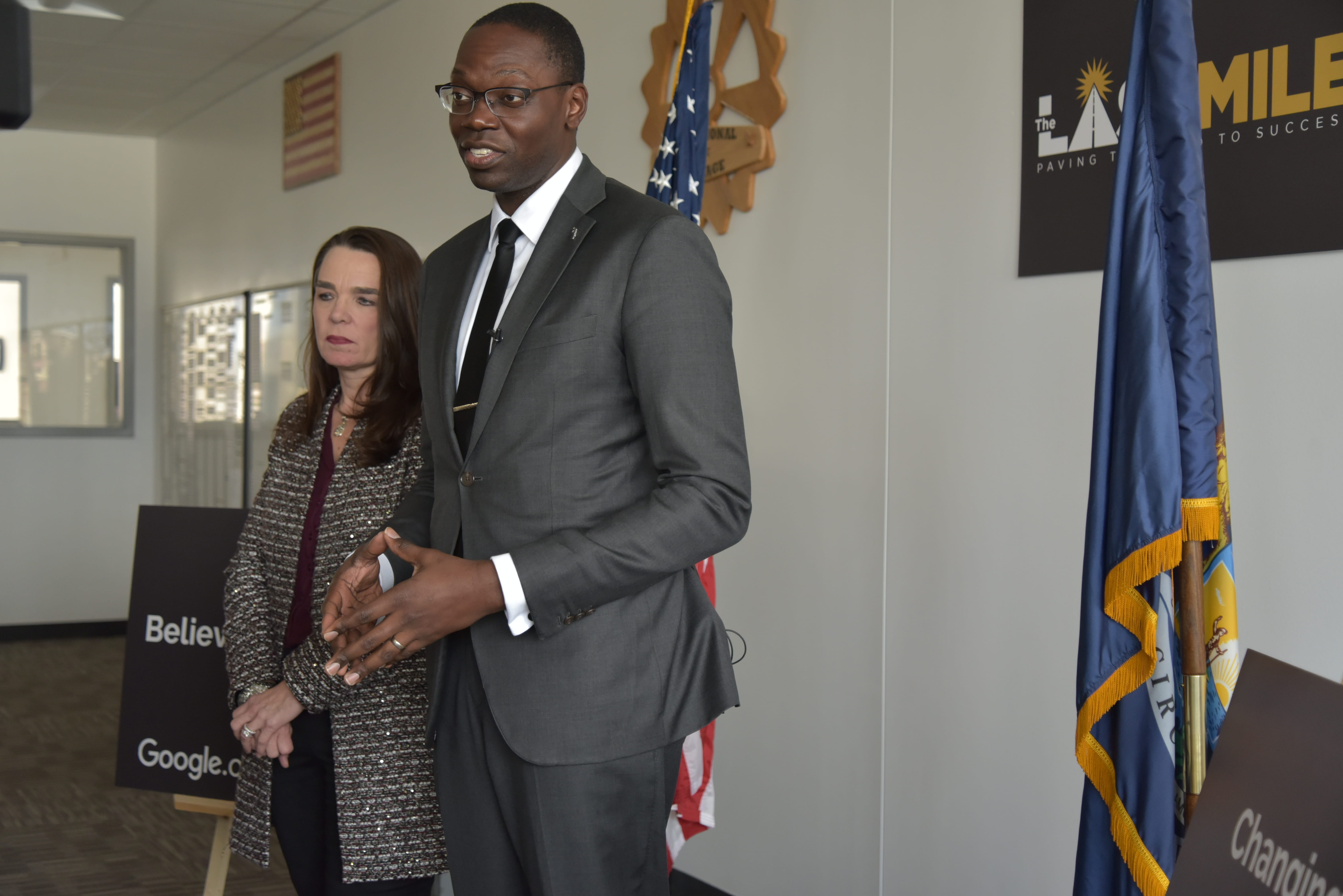 Photo of Lt. Governor Gilchrist speaking to a group of people.