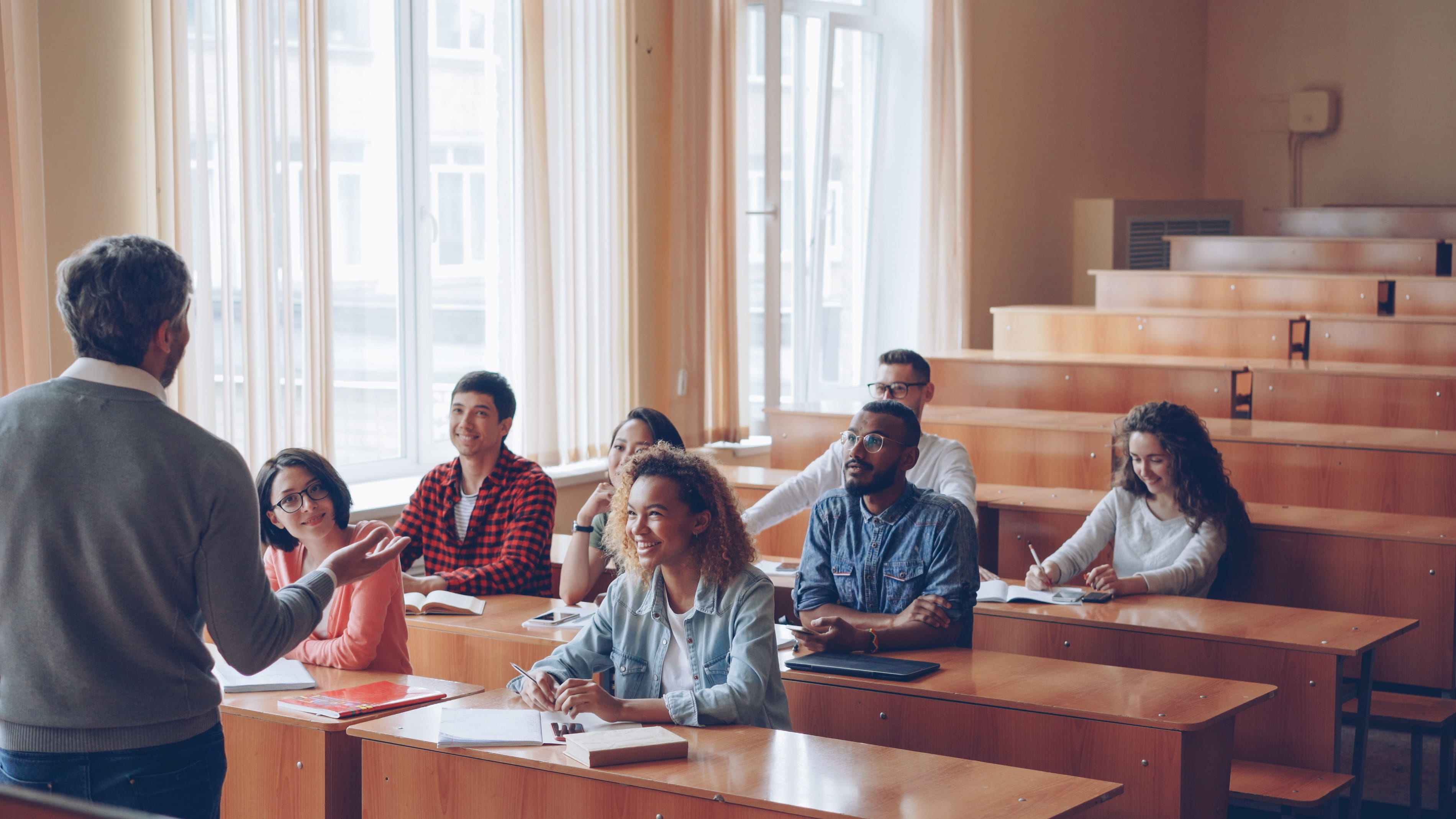 students in class listening to instructor
