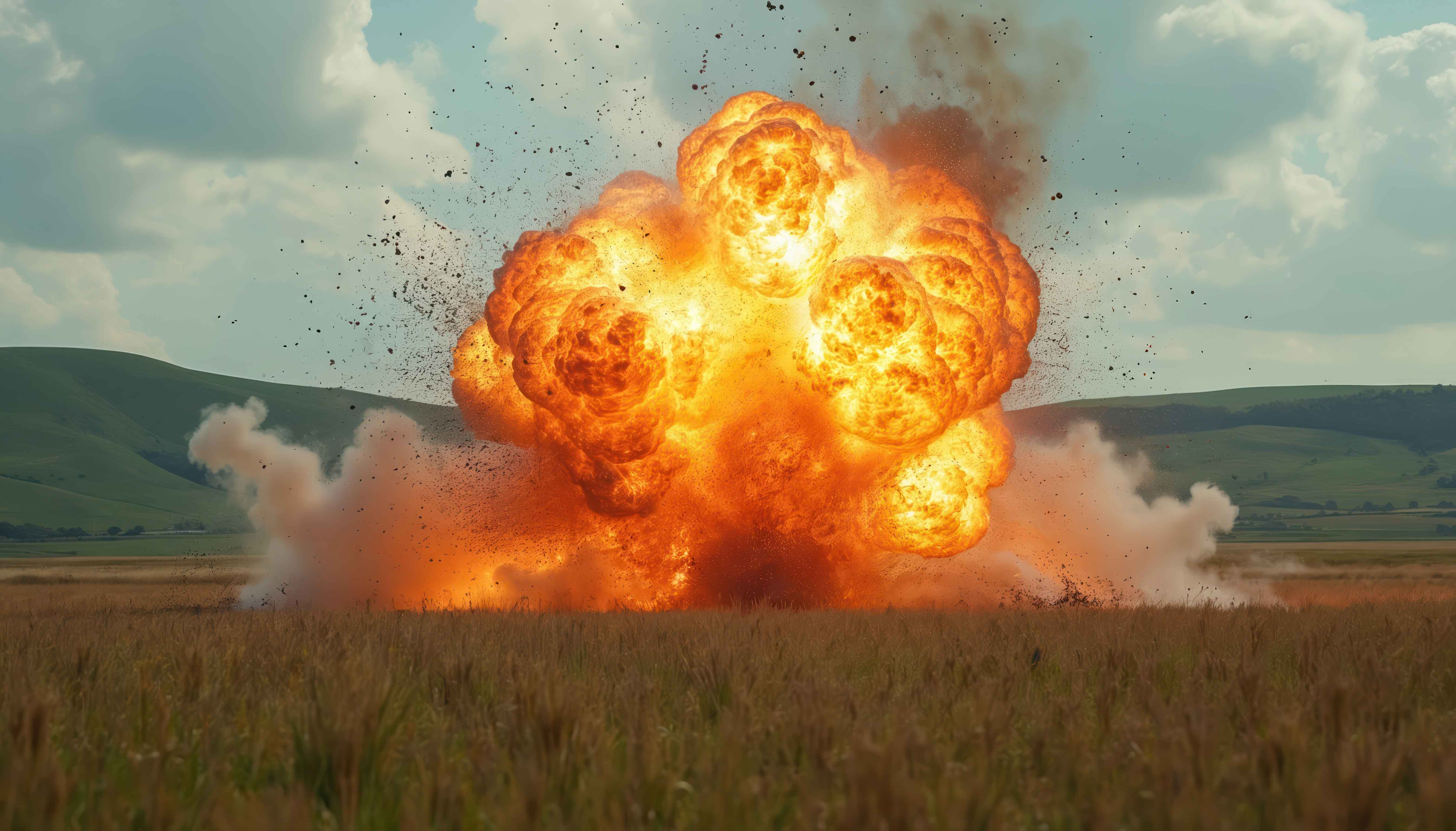 explosion in grass field