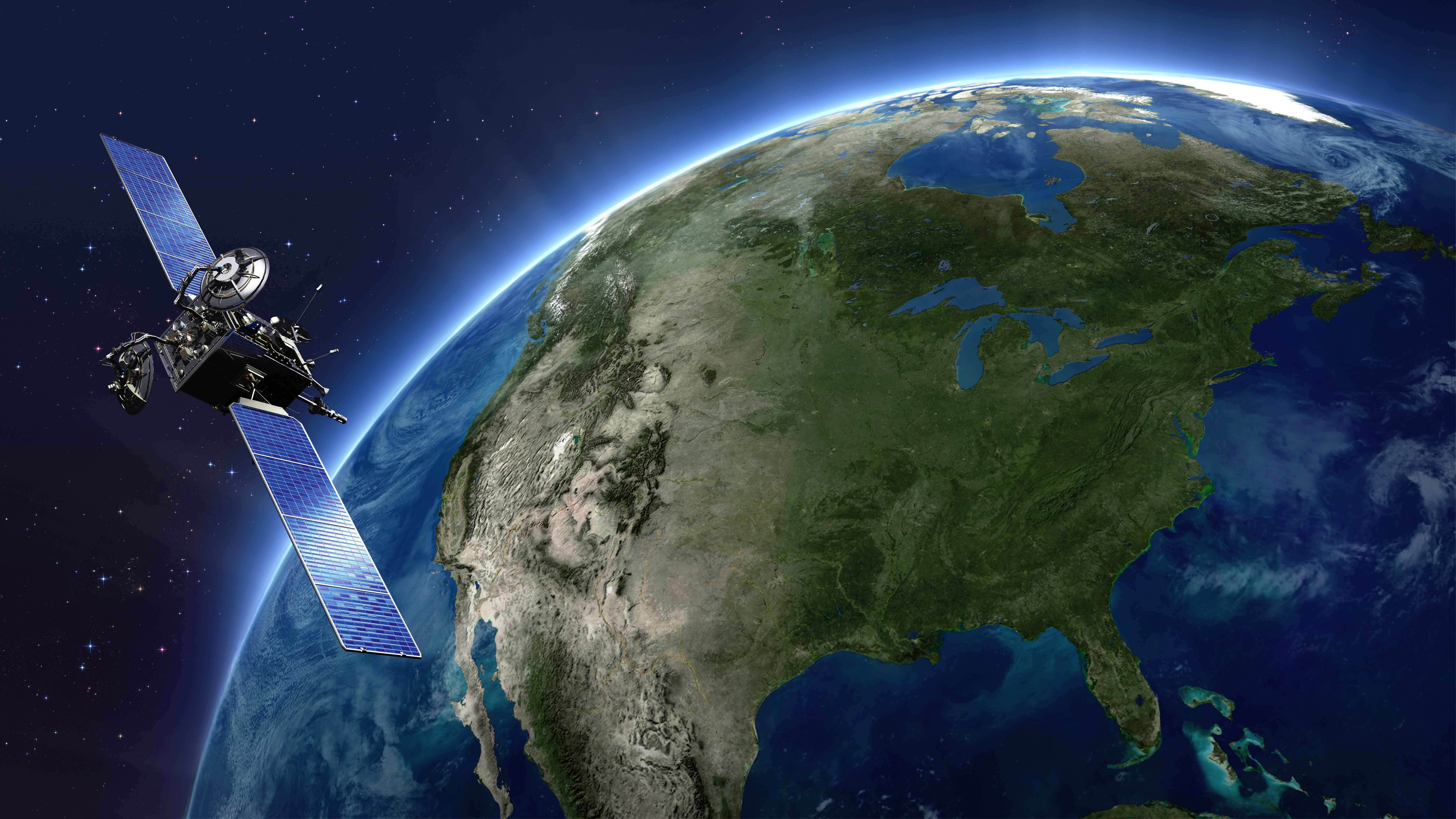 satellite soaring through space above usa
