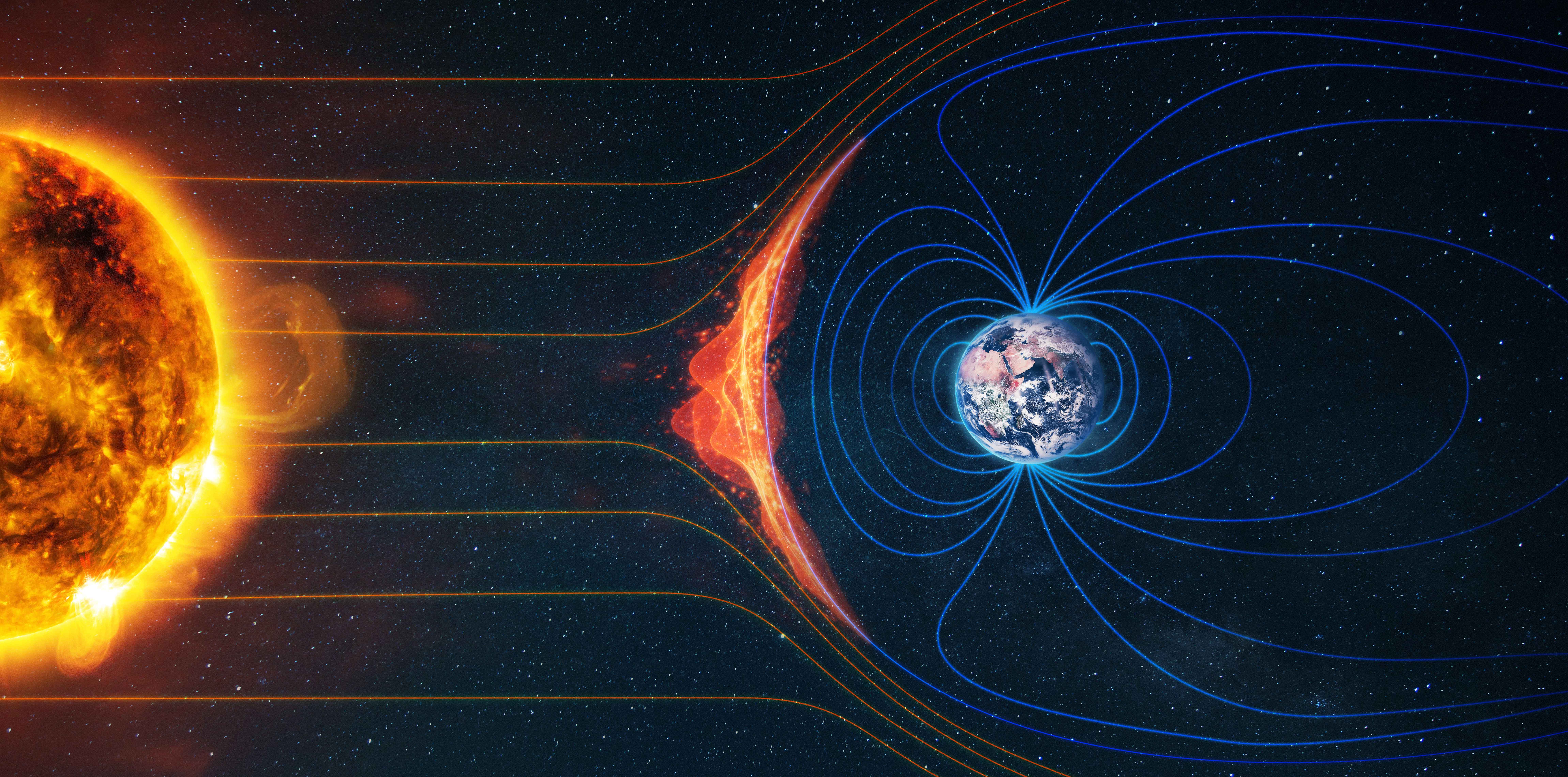 earth and sun showing coronol ejection