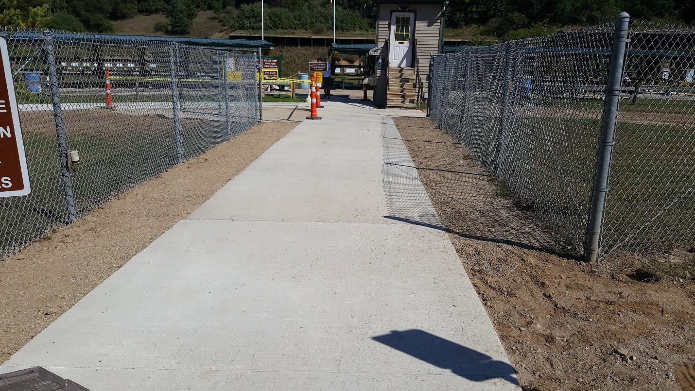 ADA accessible entrance walkway at Sharonville Shooting Range.