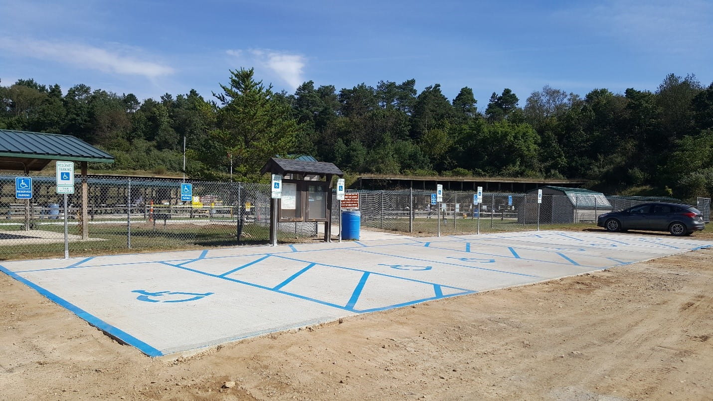Six van accessible ADA parking spaces at DNR Sharonville Shooting Range
