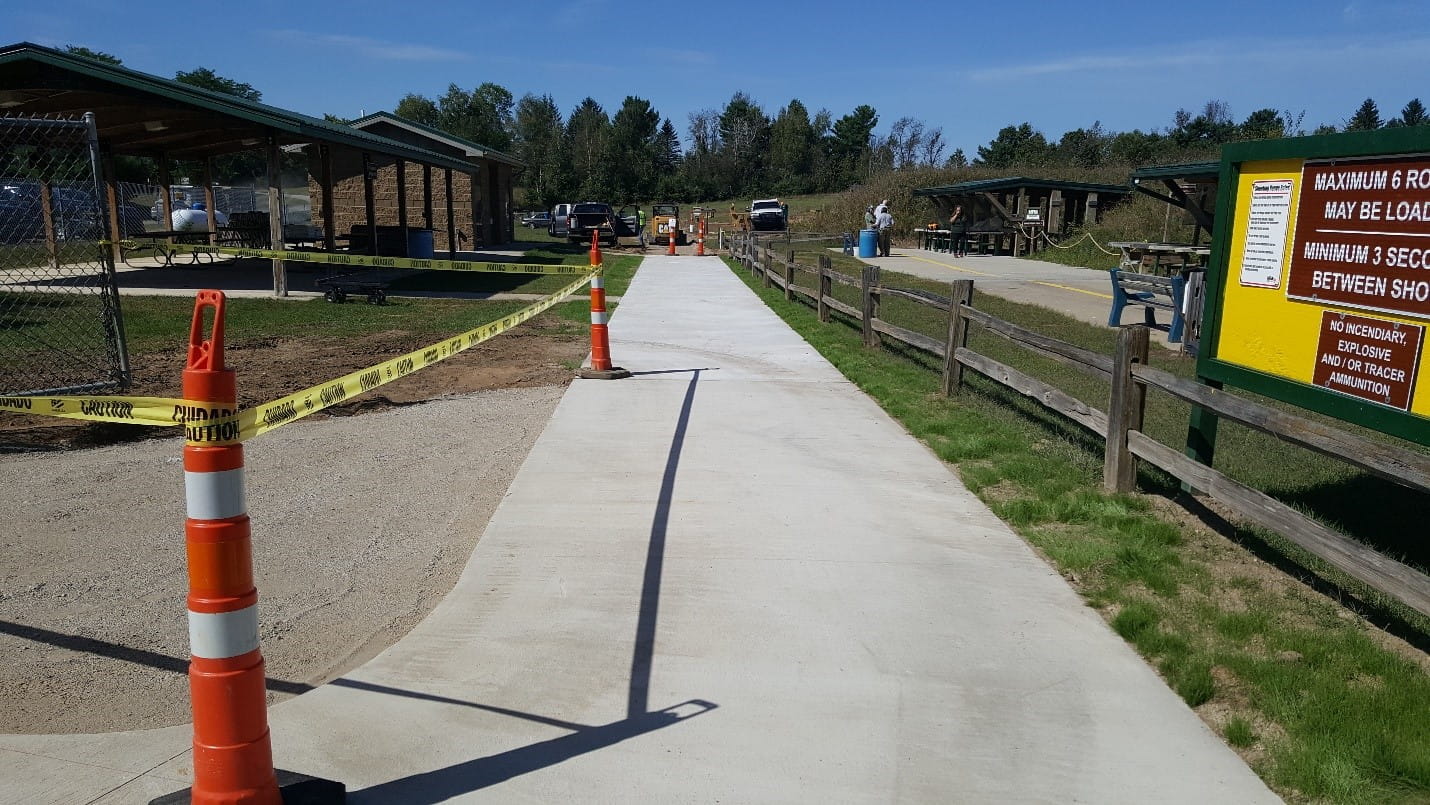 ADA accessible walkway to restroom building at DNR Sharonville Shooting Range