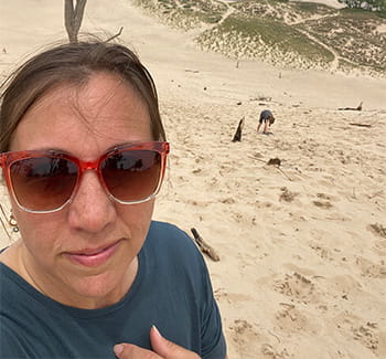 Volunteer taking a selfie on the dunes