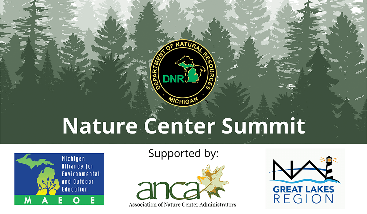 An image of pine trees with the logos of supporting organizations on it. 
