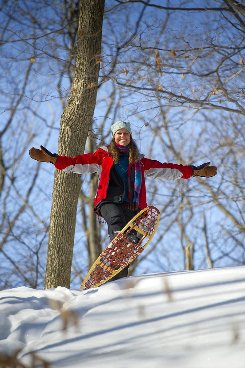 A visitor on snowshoes