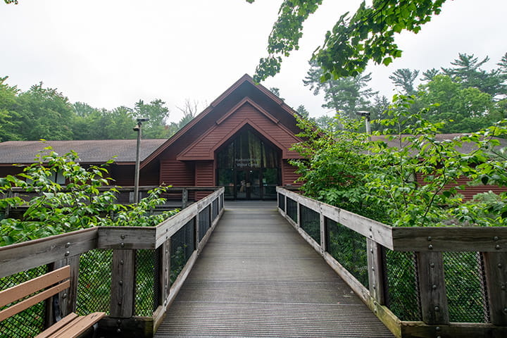 The exterior of the Hartwick Pines Visitor Center
