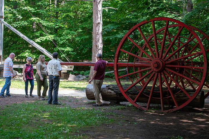 An old wheel from the logging museum