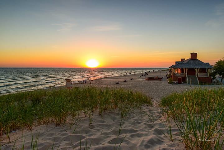 Sunset at the Lake Michigan Beach House at Ludington State Park