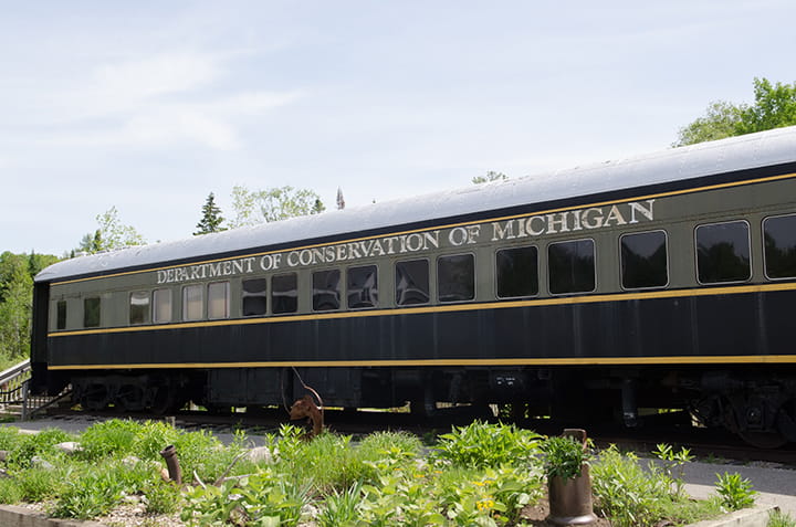historic train car at Oden Visitor Center