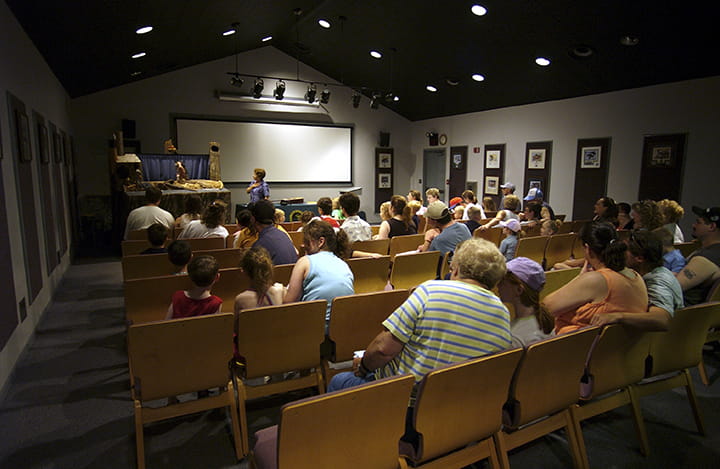 The auditorium at Saginaw Bay Visitor Center during free fishing weekend.