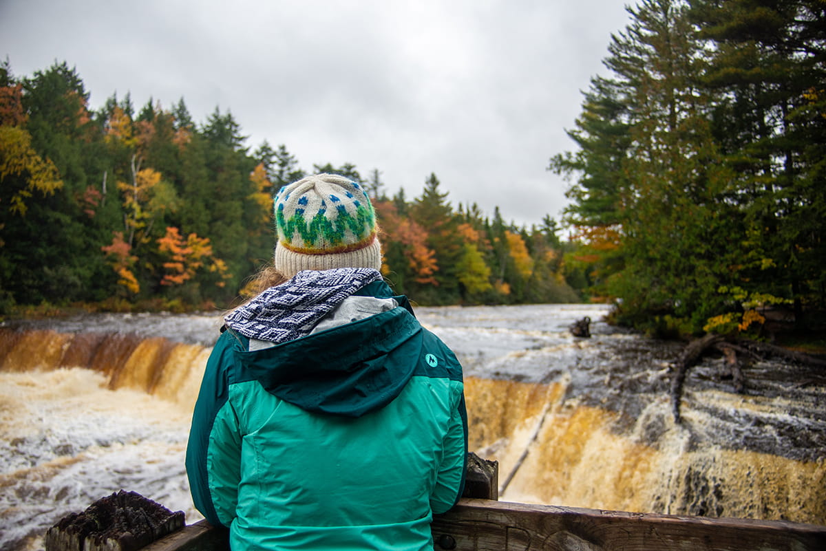 person looking at the falls