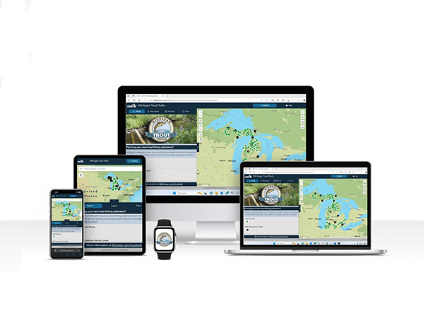 Image of Trout Trails map on various devices