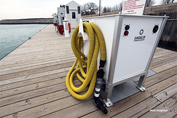 Boating pumpout equipment on dock