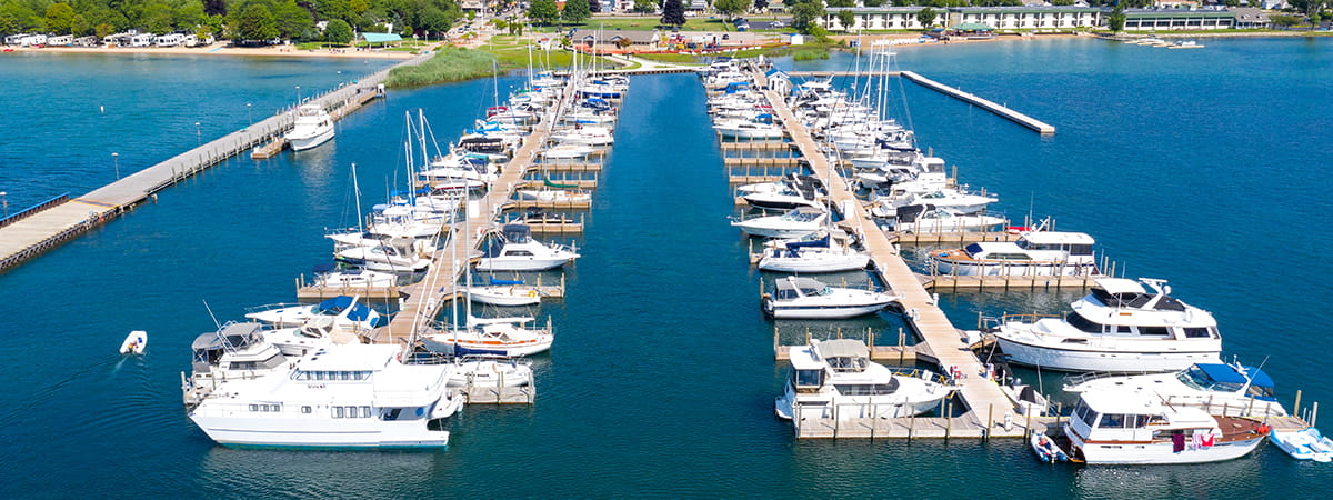 boats in a harbor