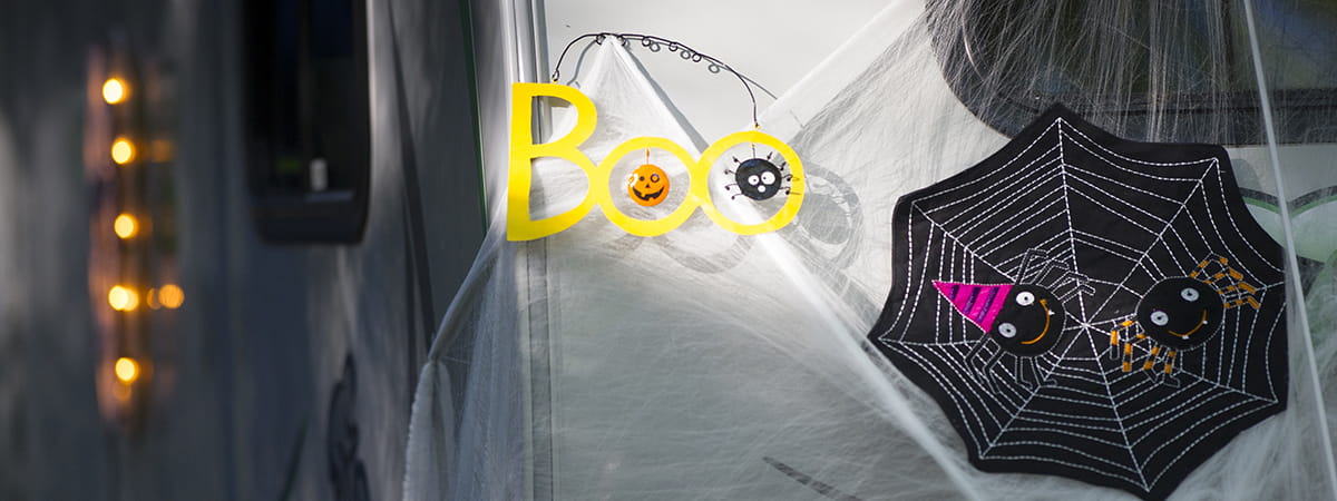 Boo sign on camper