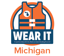 life jacket with "Wear It Michigan"