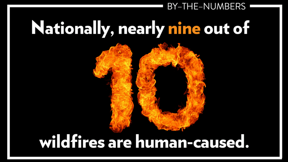 USFS infographic - nationally, nearly 9 out of 10 fires are caused by humans