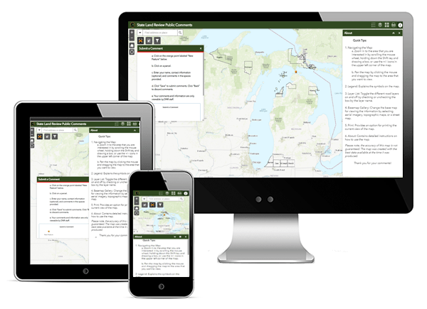 View of the interactive map on desktop, tablet and mobile device
