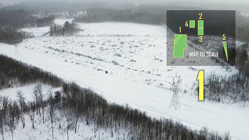 Drone footage still of Otsego Site section 1