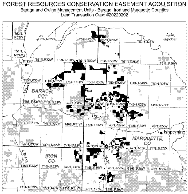 map of 20220202 Michigamme Highlands Conservation Easement Acquisitions