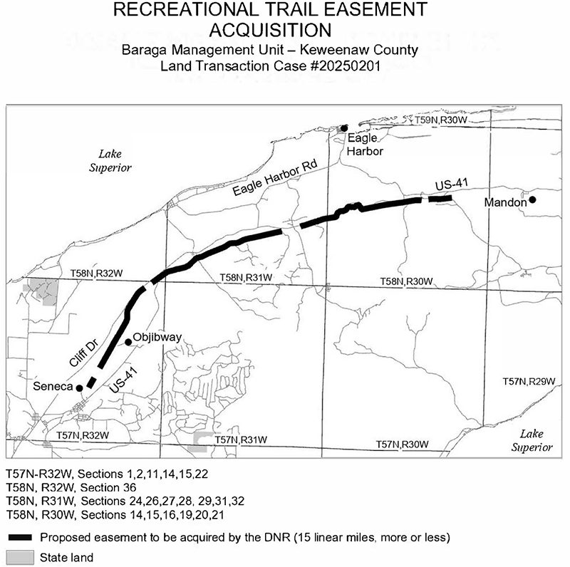 map of 20250201 Verdant Recreational Trail Easements transactions