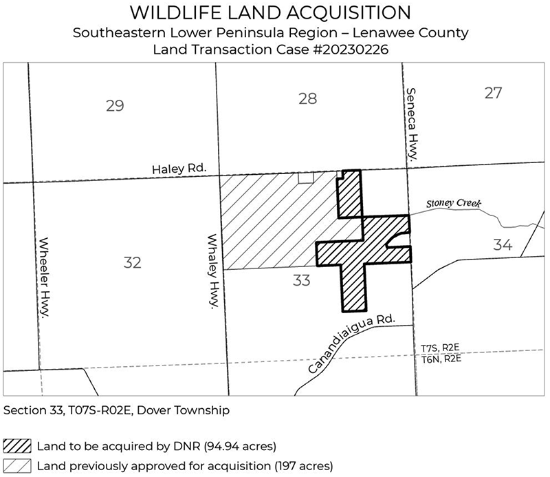 20230226 Wetlands America Trust Tract: The DNR purchased 94.94 acres of land in Lenawee County. 