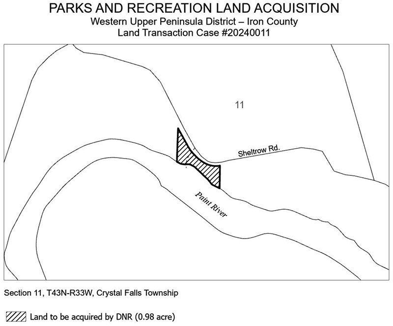 20240011 Keweenaw Land Association Boating Water Access Site: The DNR purchased a 0.98-acre tract of land in Keweenaw County using the Waterways Fund. 