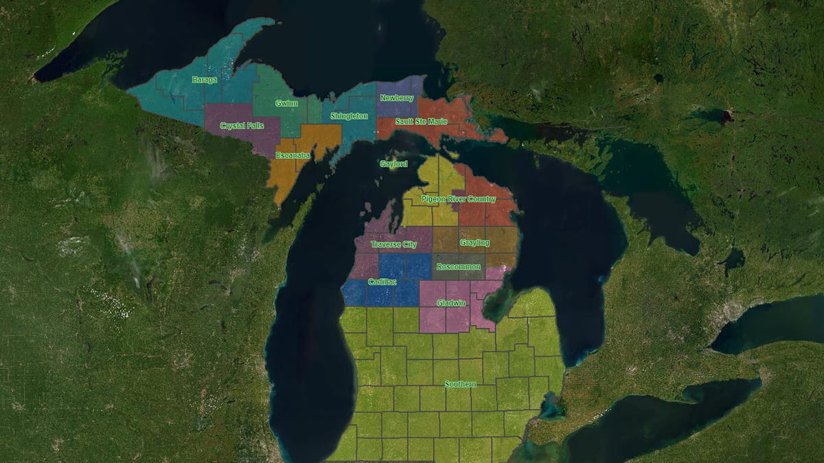 Image of state forest map application showing forest management areas