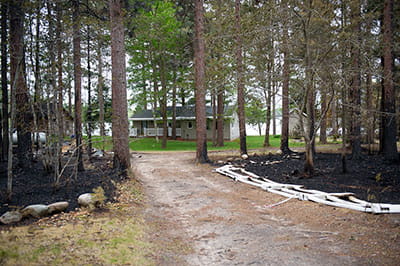 Fire break due to firewise landscaping