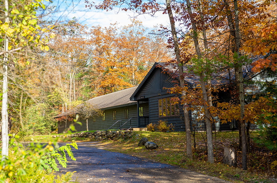 wood-paneled lodge