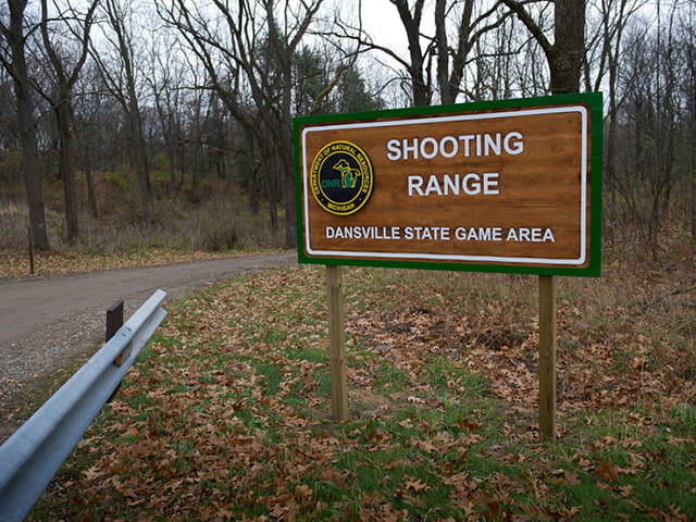 Dansville shooting range sign at range entrance