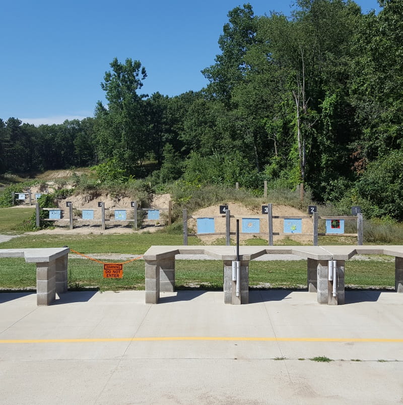 Ortonville shooting range handgun range looking at targets
