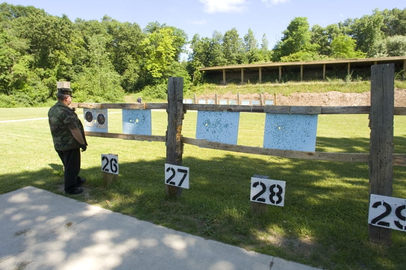Pontiac Lake Shooting Range - man looking at targets