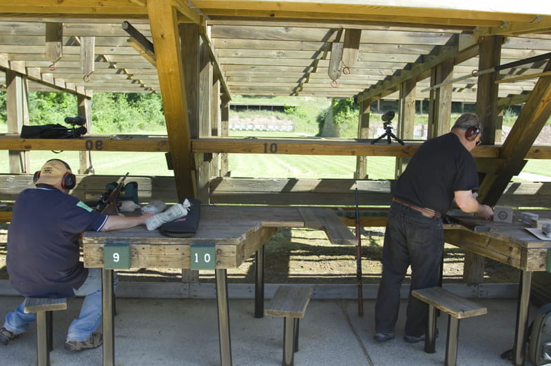 Pontiac Lake Shooting Range - men shooting