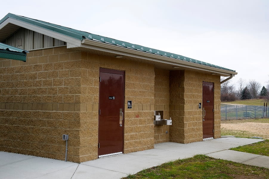new modern restroom building at DNR Sharonville shooting range