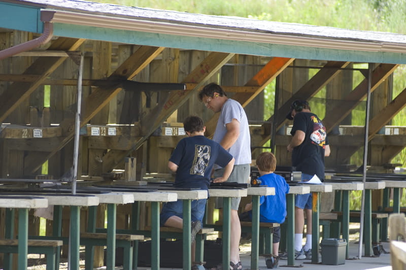 Sharonville Shooting Range - man and boys at shooting station