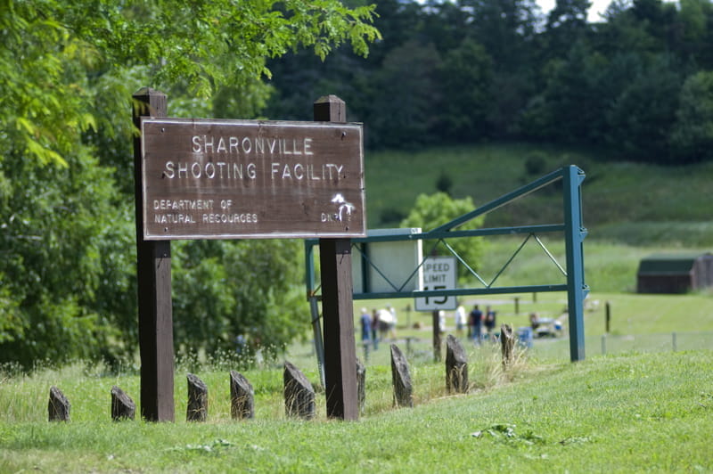 Sharonville Shooting Range sign