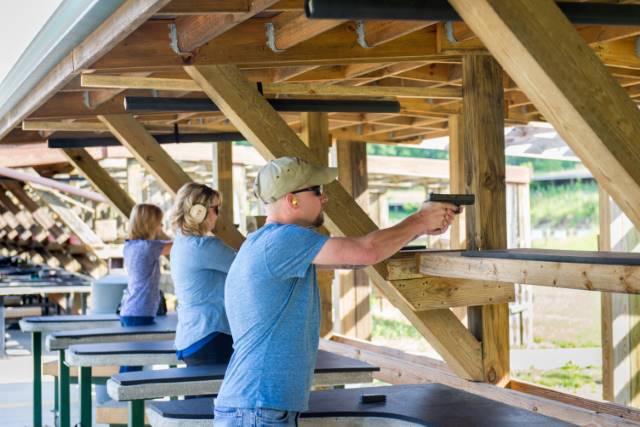 Rose Lake Shooting Range - handgun shooters using range