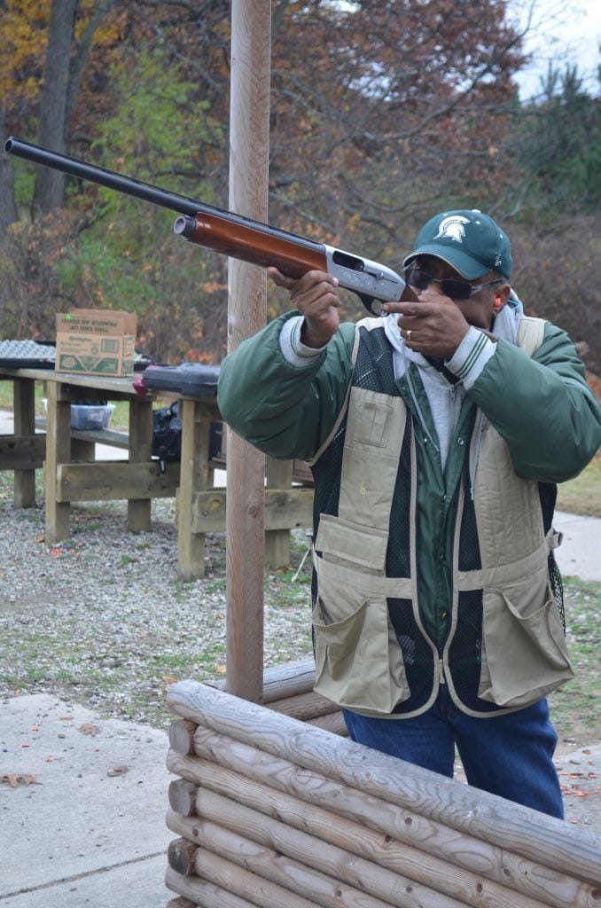 Rose Lake Shooting Range - man shooting at hand trap range