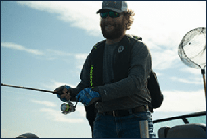 Video thumbnail showing a man fishing on a boat