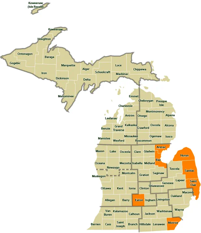 inland lakes map