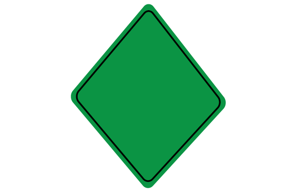 Green diamond-shaped sign