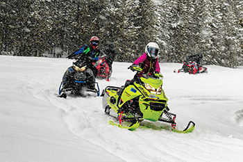 snowmobiles riding trails